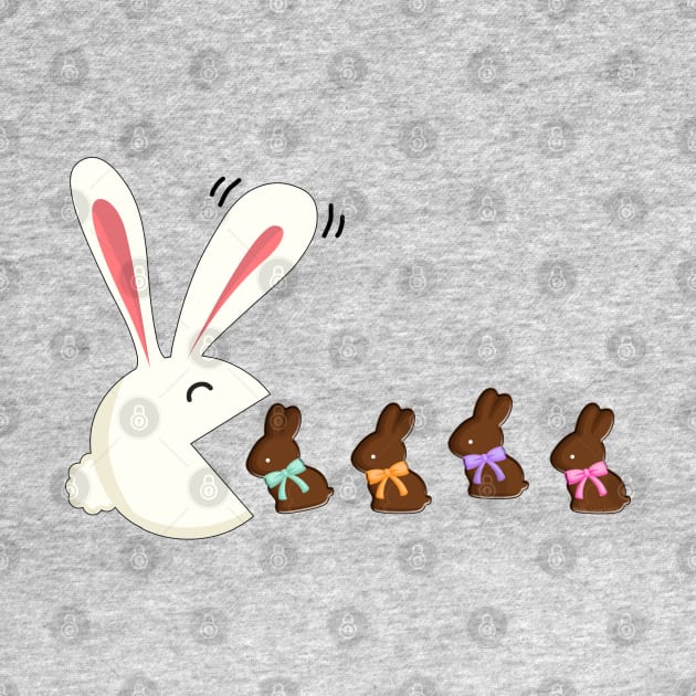 Funny Easter Rabbit Eating Chocolate Easter Bunnies by Dibble Dabble Designs